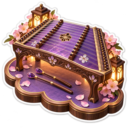 Purple Dulcimer on Lantern Blossom Stage Vinyl Decal Stickers