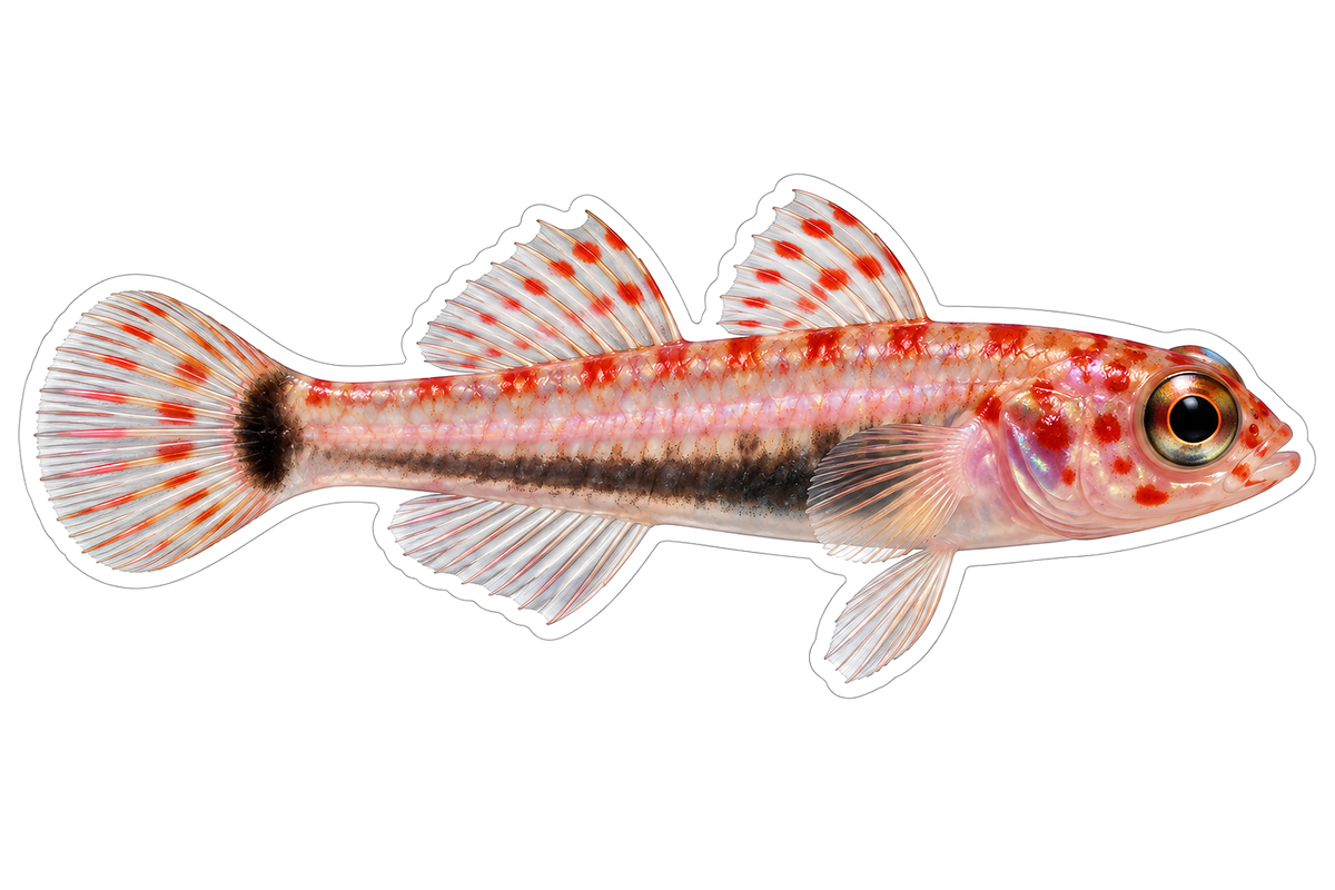 Pale Fish with Red Speckles and Black Stripe Vinyl Decal Stickers
