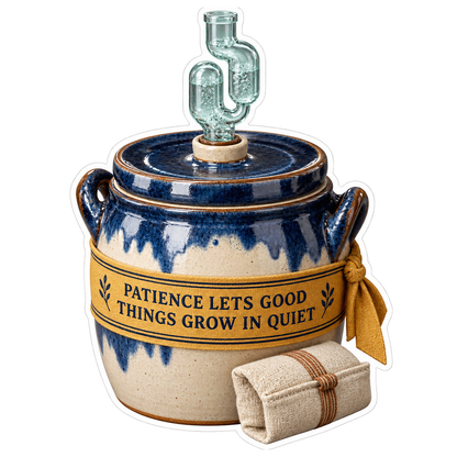 Blue Ceramic Crock Patience Quote Art Vinyl Decal Stickers