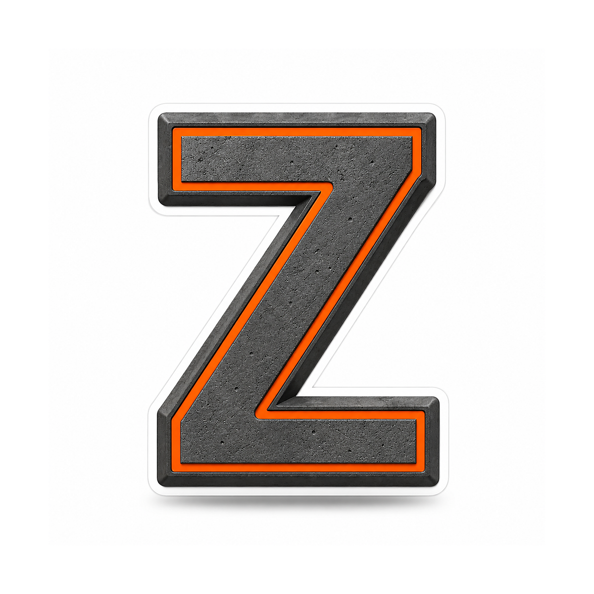 Graphite Letter Z with Orange Outline Art Vinyl Decal Stickers