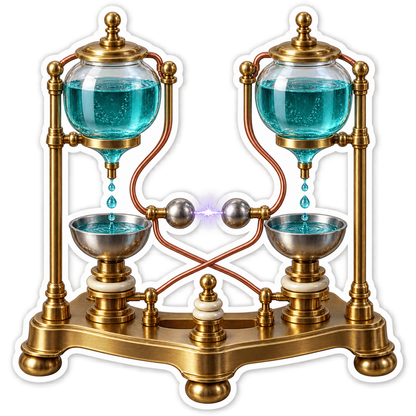 Twin Teal Water Drop Globes with Golden Frame Vinyl Decal Stickers