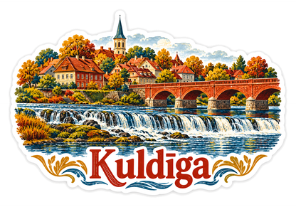 Kuldiga Waterfall Brick Bridge Travel Art Vinyl Decal Stickers
