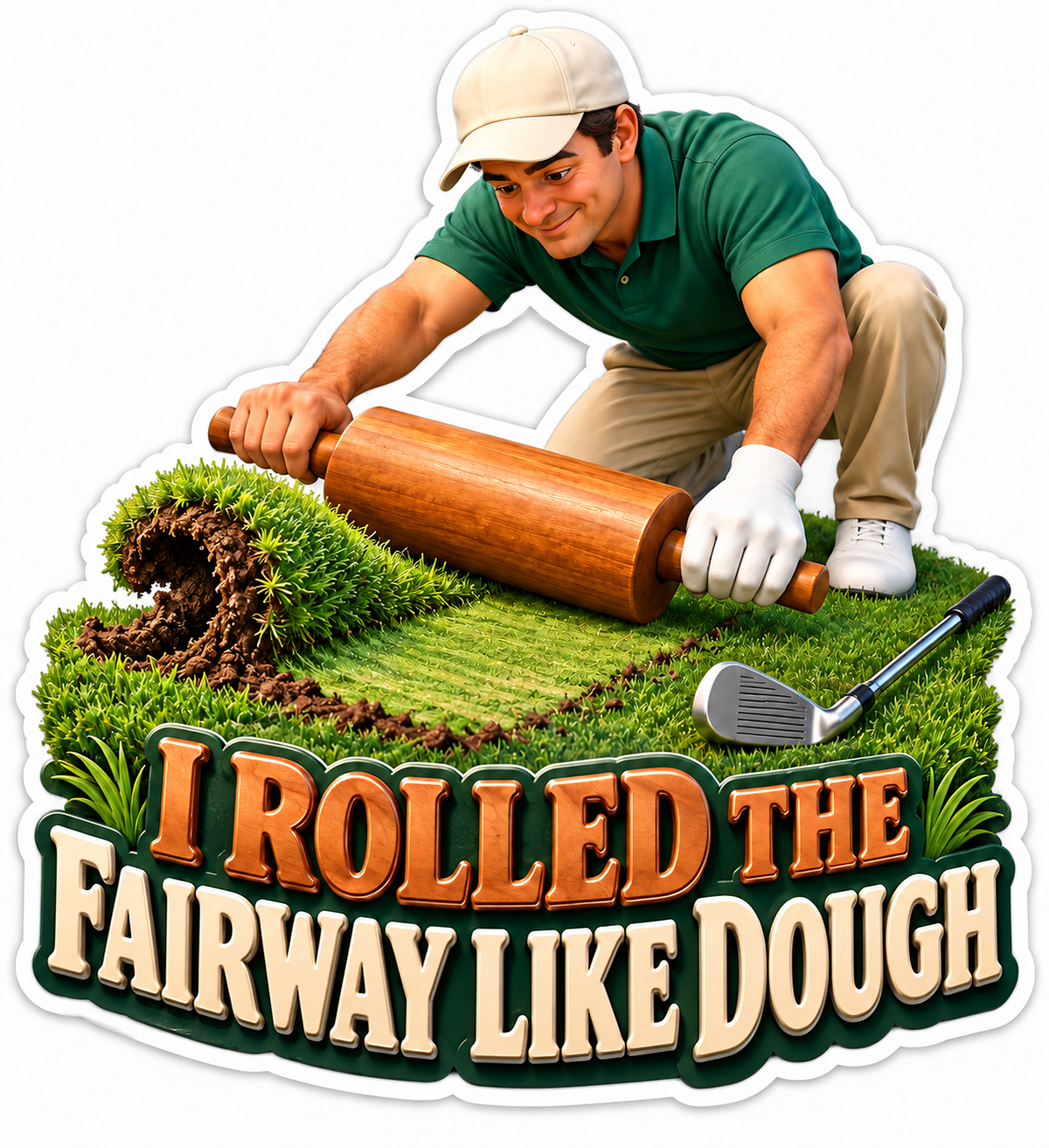 Golfer Rolling Fairway Like Dough Quote Vinyl Decal Stickers