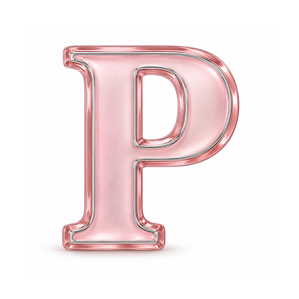 Blush Glass Letter P with Silver Edge Art Vinyl Decal Stickers