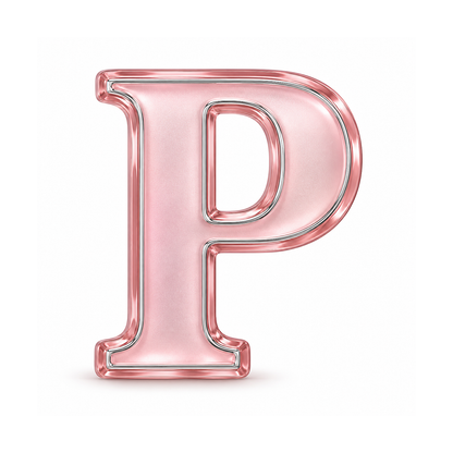Blush Glass Letter P with Silver Edge Art Vinyl Decal Stickers