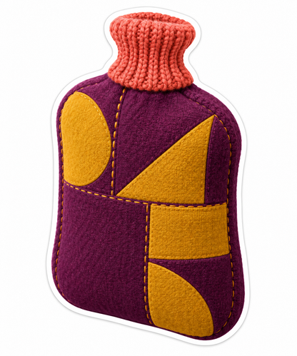 Plum Gold Patchwork Bottle with Coral Knit Neck Vinyl Decal Stickers