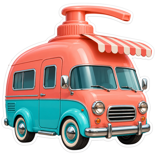 Coral Teal Soap Pump Camper Van Art Vinyl Decal Stickers