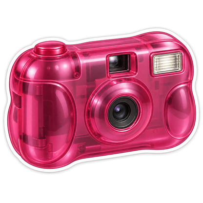 Raspberry Pink Camera Art Vinyl Decal Stickers