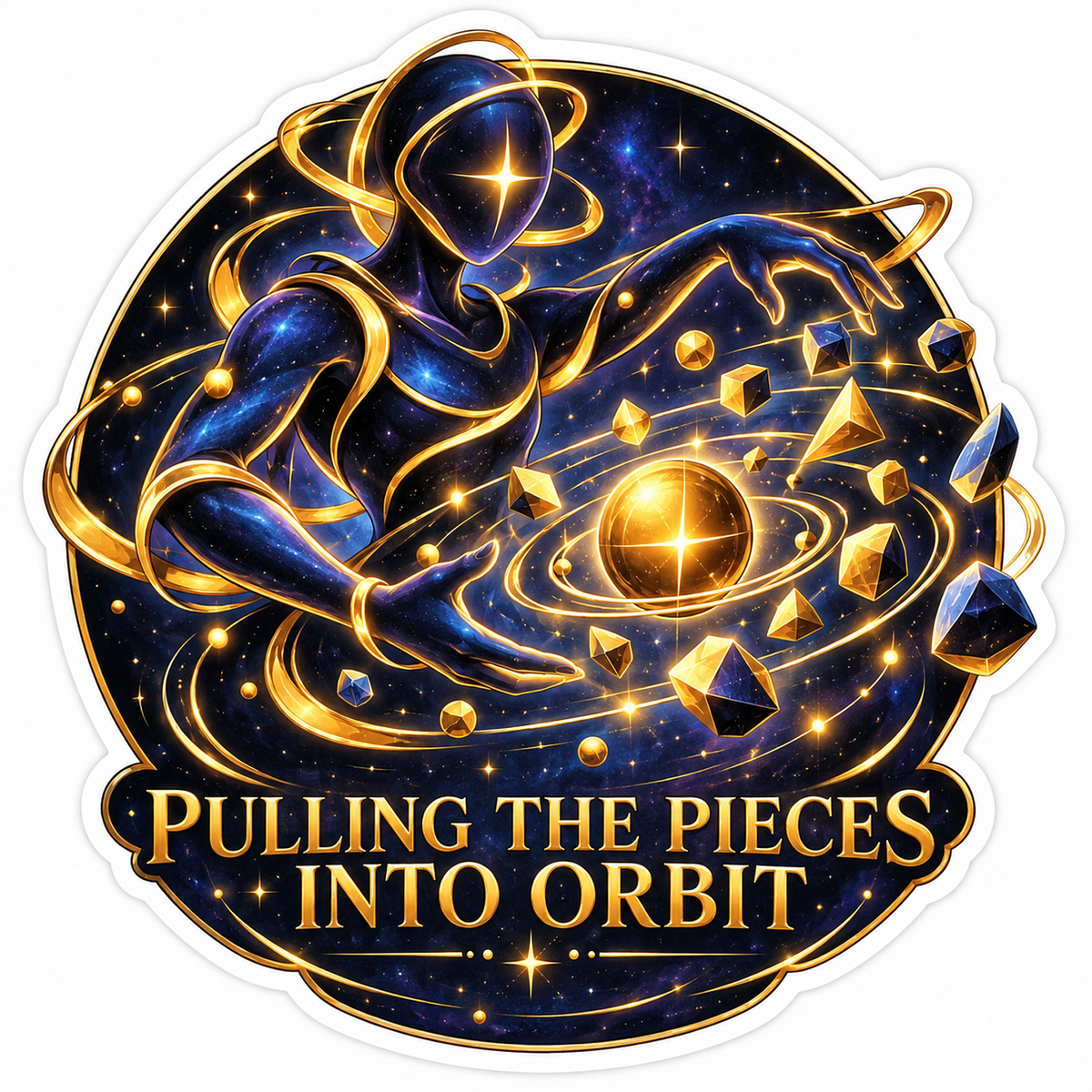 Cosmic Figure Gathering Golden Orbit Pieces Vinyl Decal Stickers