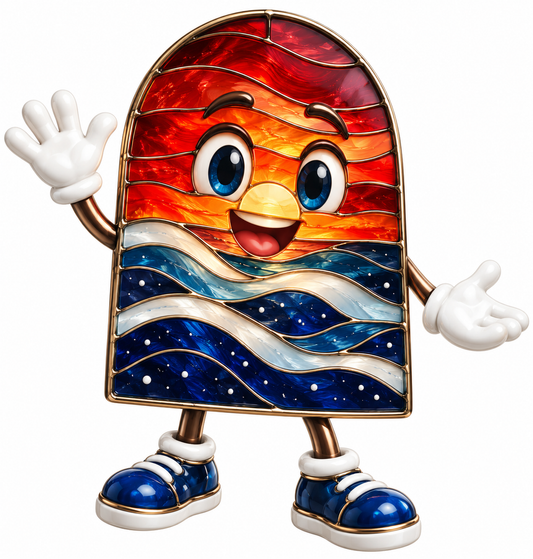 Sunset and Ocean Stained Glass Character Art Vinyl Decal Stickers