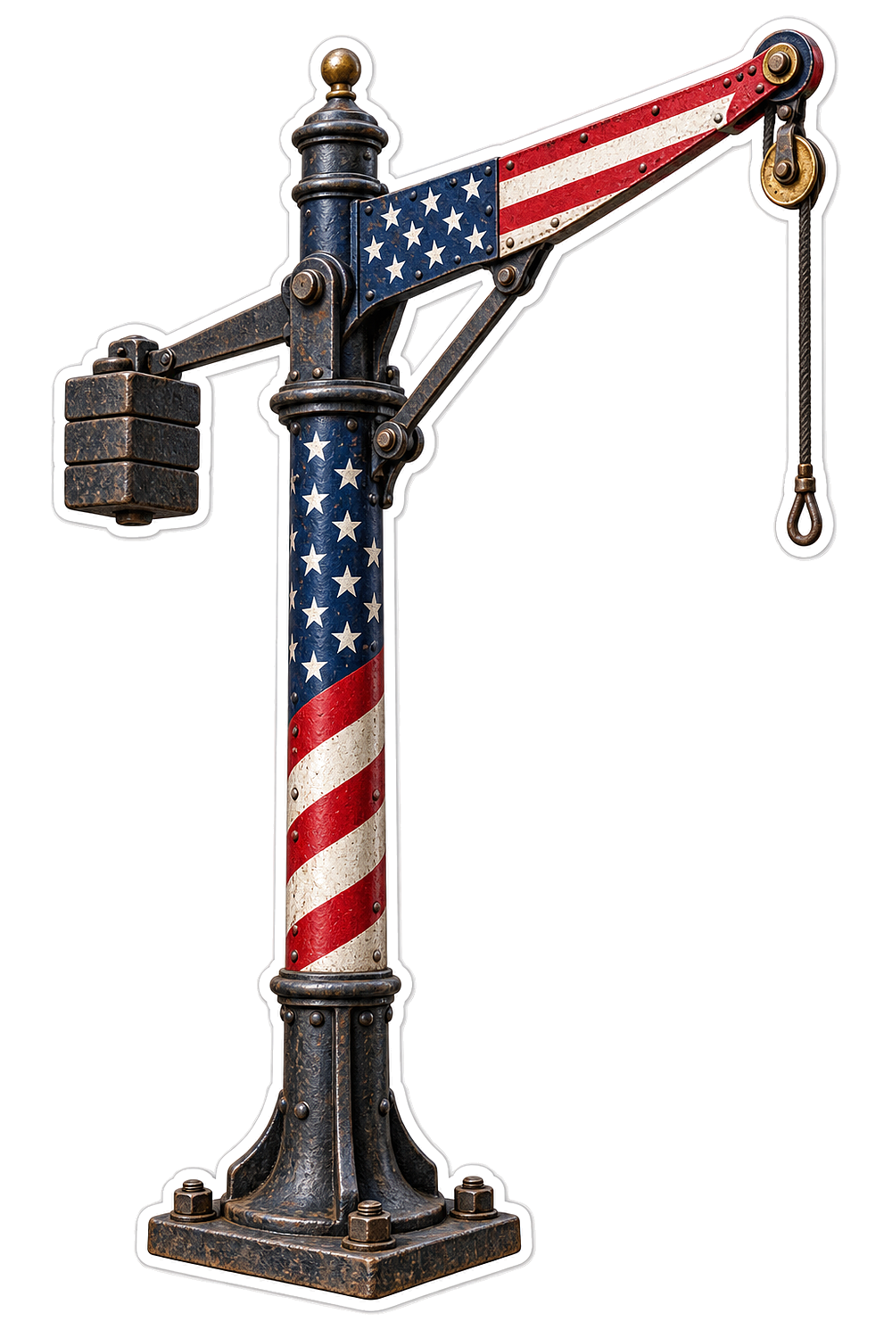 USA Flag Railway Mail Crane Vinyl Decal Stickers