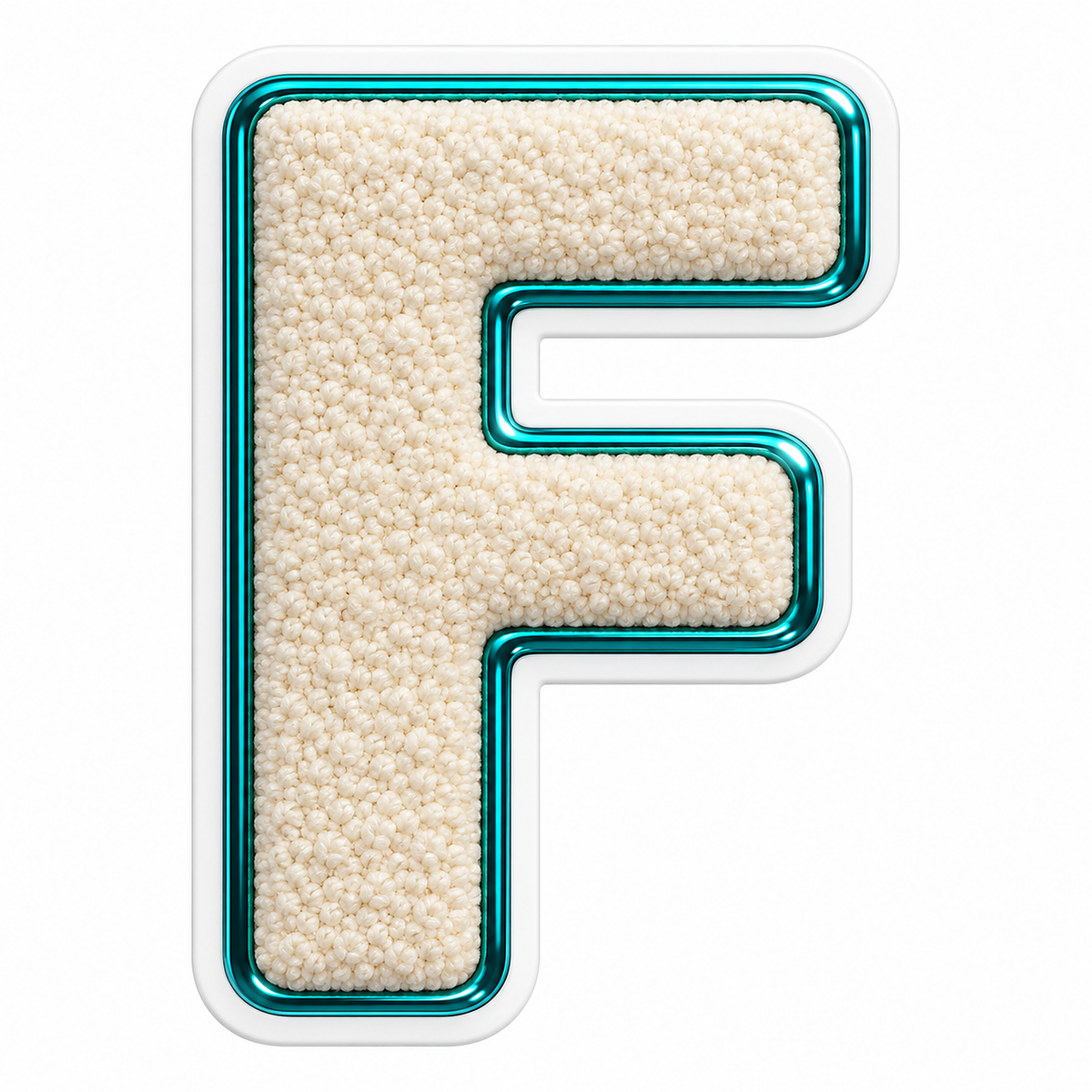 Cream Textured Letter F With Teal Border Art Vinyl Decal Stickers