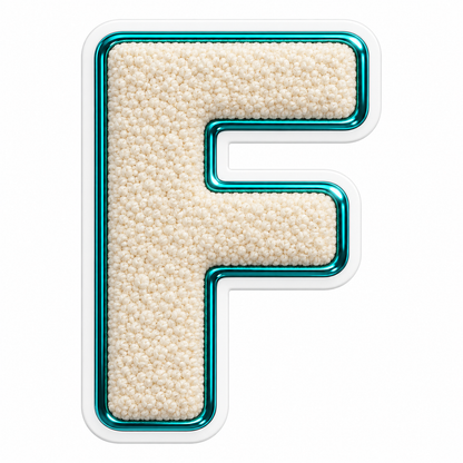 Cream Textured Letter F With Teal Border Art Vinyl Decal Stickers