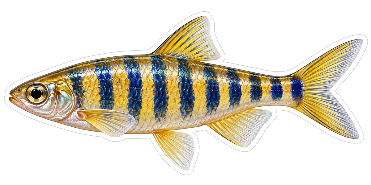 Golden Danio with Blue Vertical Bars Vinyl Decal Stickers