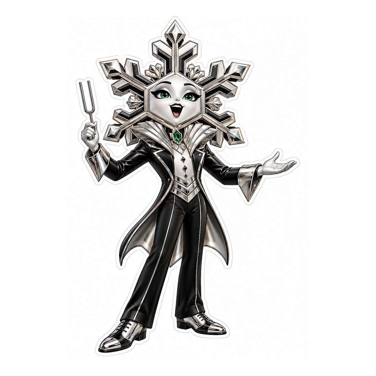 Silver Snowflake Conductor with Tuning Fork Art Vinyl Decal Stickers