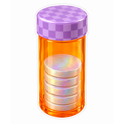 Orange Tube of Discs with Purple Checkered Cap Vinyl Decal Stickers