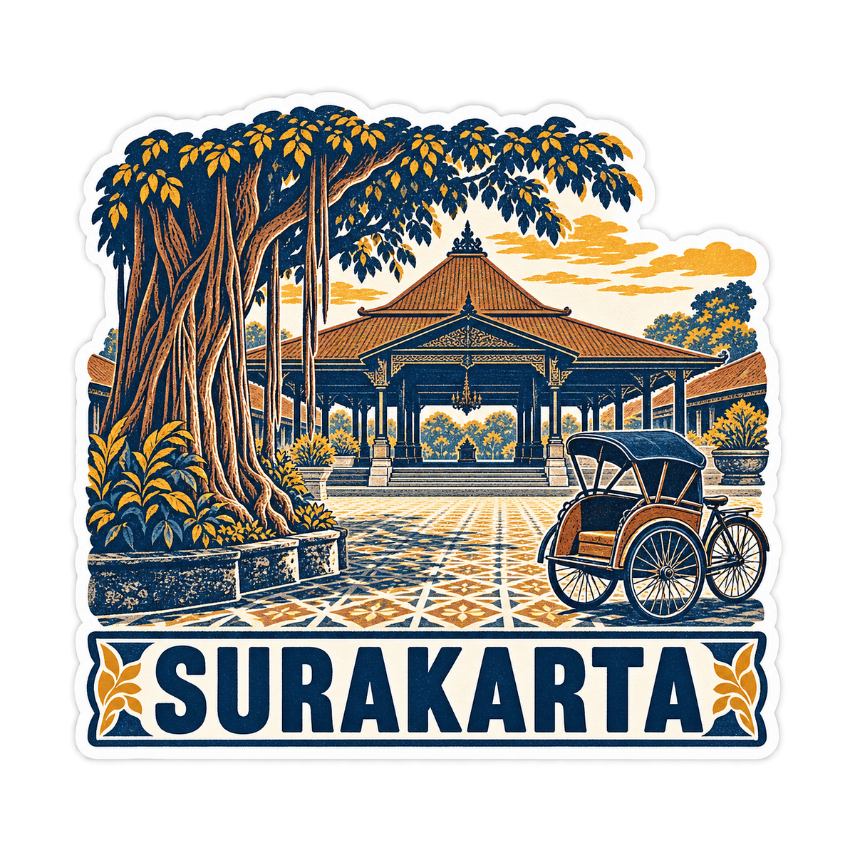 Surakarta Banyan Pavilion Art Vinyl Decal Stickers