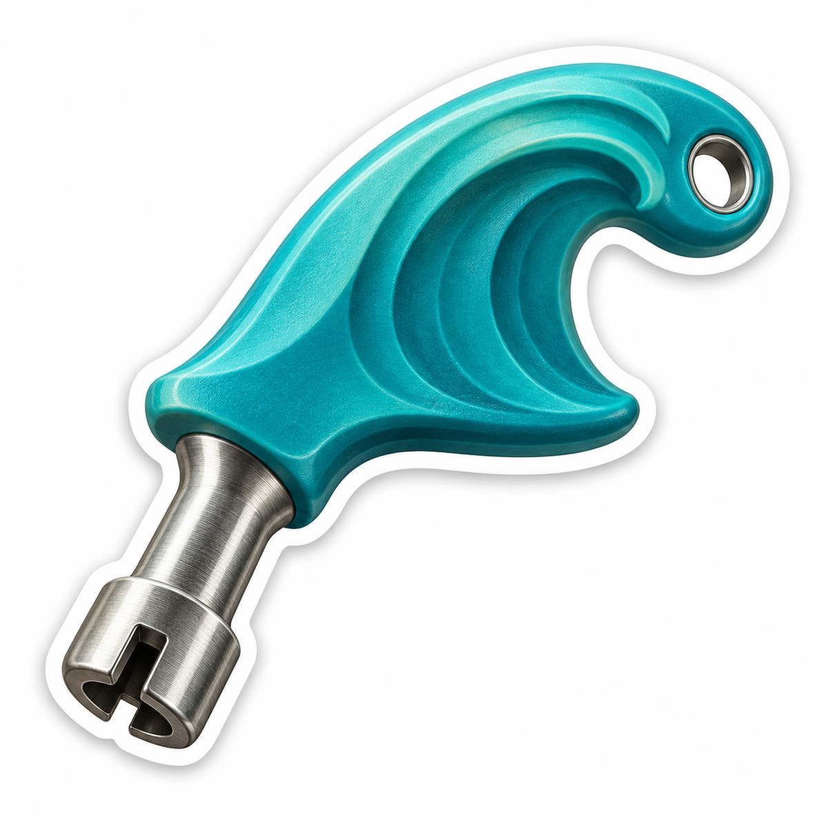 Teal Wave Handled Tool with a Silver Socket Tip Vinyl Decal Stickers
