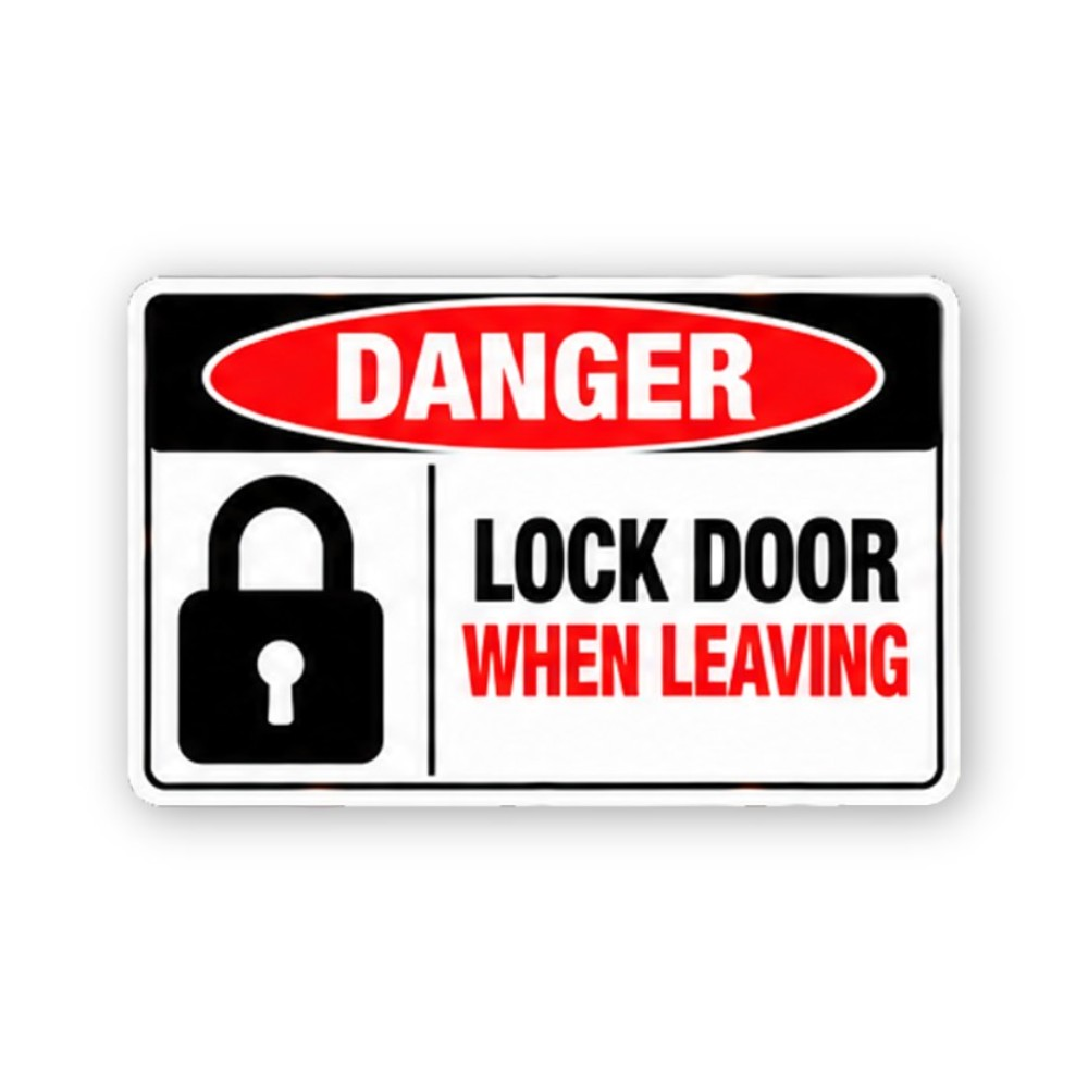 Red Lock Door Black Padlock Panel Vinyl Decal Stickers