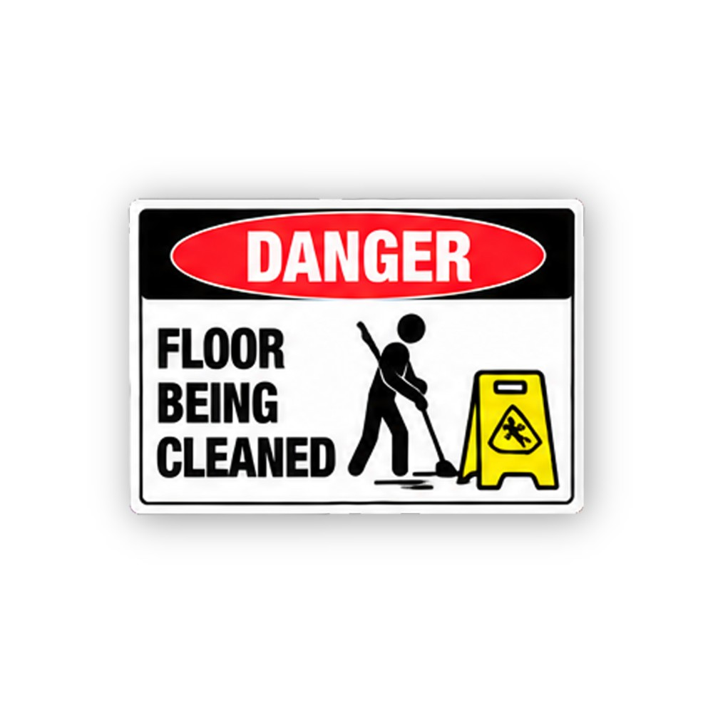 Black Danger Floor Cleaning Figure Cone Panel Vinyl Decal Stickers