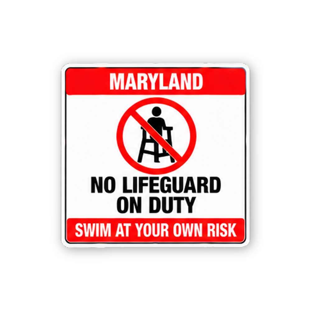 Red Maryland No Lifeguard Chair Portrait Vinyl Decal Stickers
