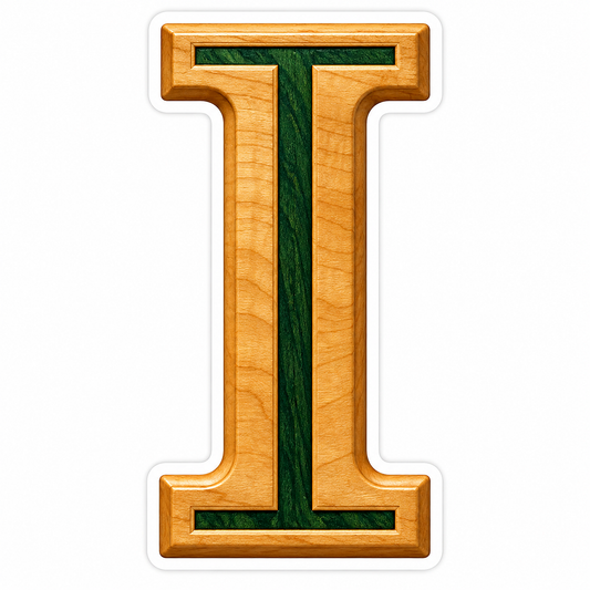 Honey Wood Green Inlay Letter I Art Vinyl Decal Stickers
