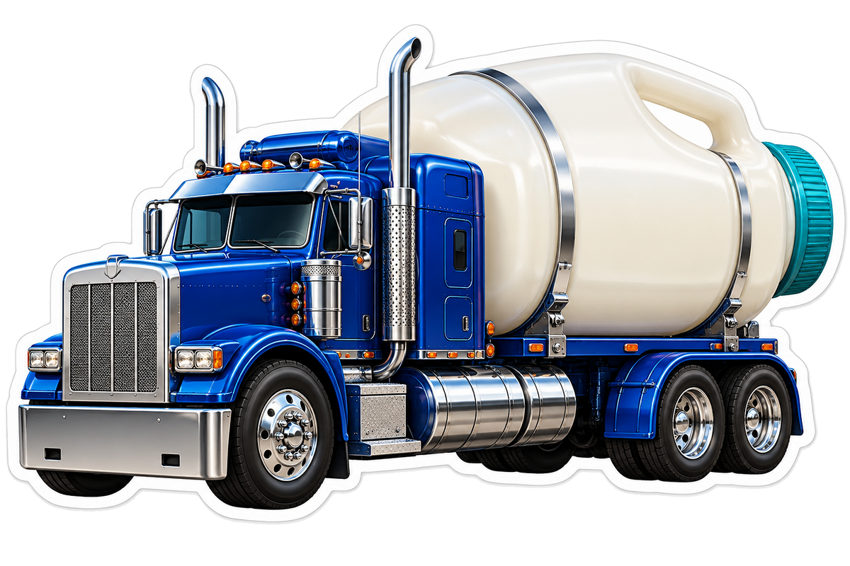 Blue Milk Jug Tanker Truck Art Vinyl Decal Stickers