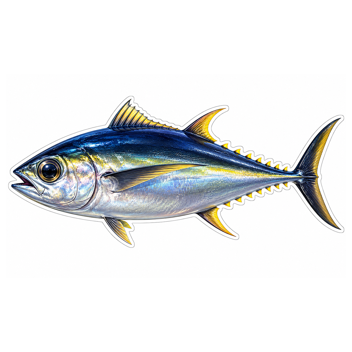 Blue Gold Tuna with Yellow Finlets Art Vinyl Decal Stickers