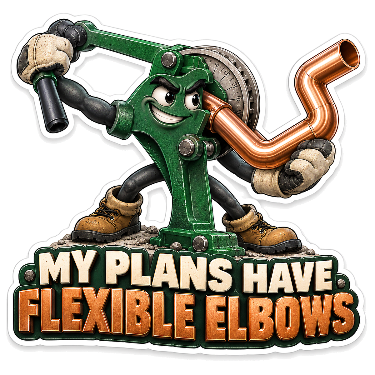 Green Pipe Bender with Copper Tube Vinyl Decal Stickers