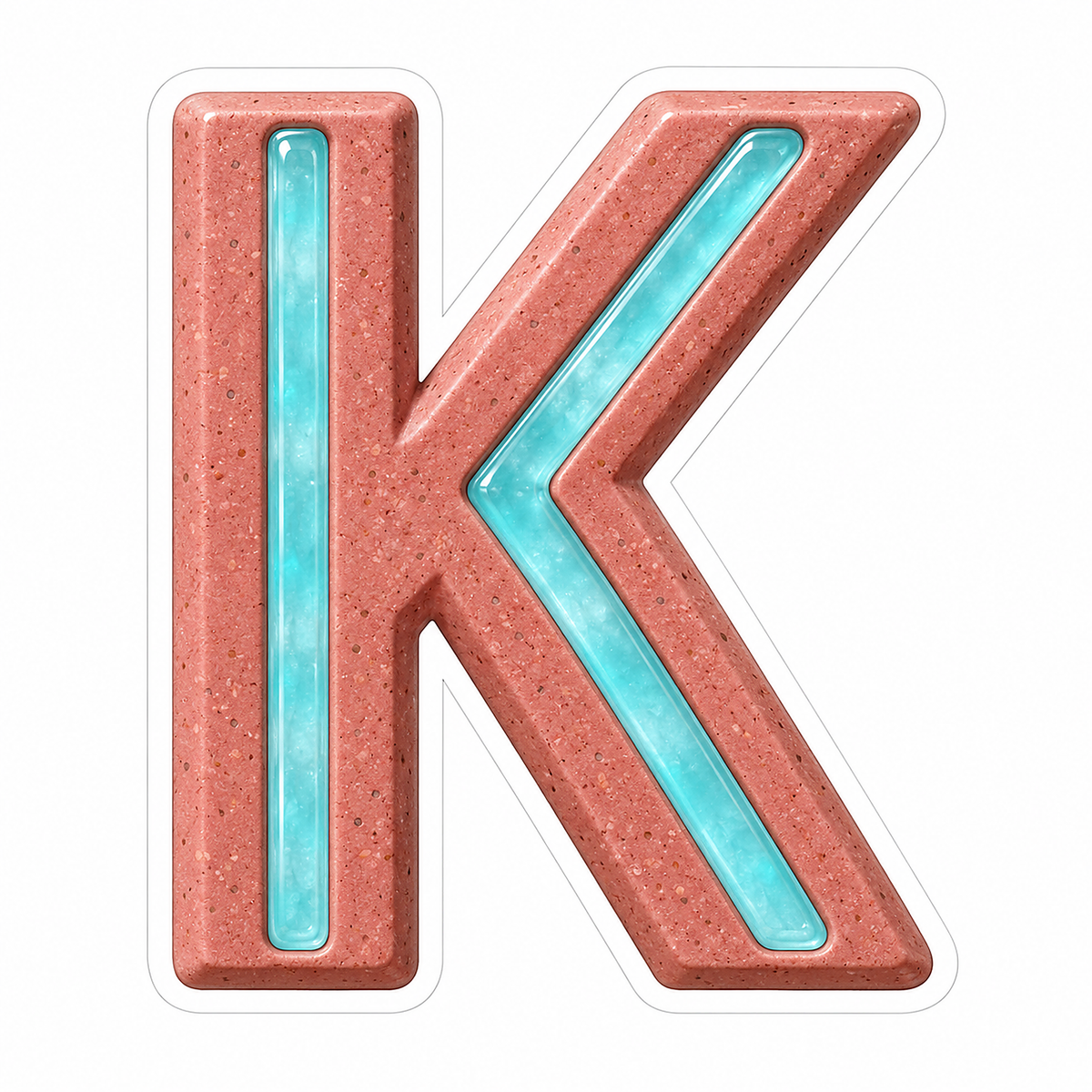 Rose Cyan Inset Capital Letter K Art Vinyl Decal Stickers