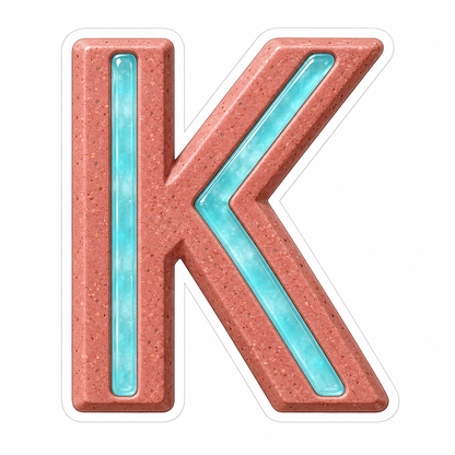 Rose Cyan Inset Capital Letter K Art Vinyl Decal Stickers