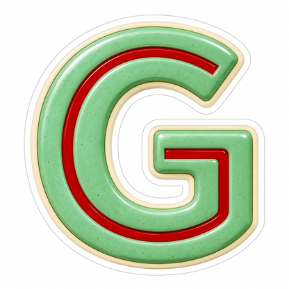 Mint Green Letter G with Red Line Art Vinyl Decal Stickers