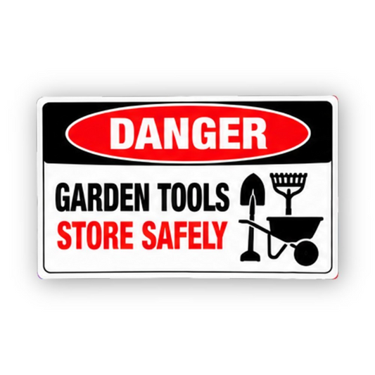 Black Danger Garden Tools Wheelbarrow Panel Vinyl Decal Stickers
