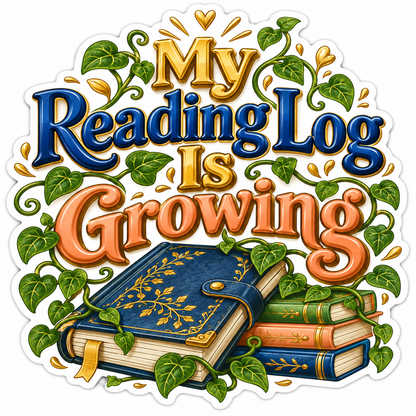 Leafy Reading Journal and Growing Quote Vinyl Decal Stickers