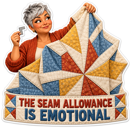 Woman Holding a Quilt of Colorful Triangles Vinyl Decal Stickers