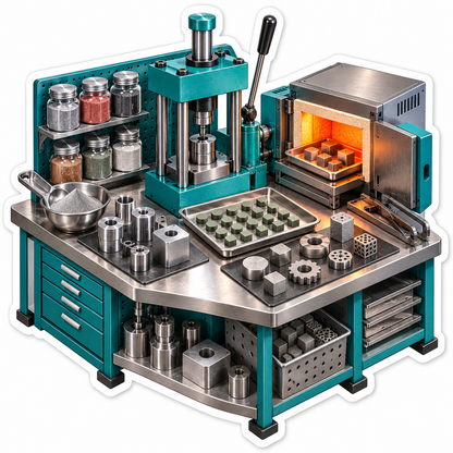 Teal Metal Press And Orange Furnace Art Vinyl Decal Stickers