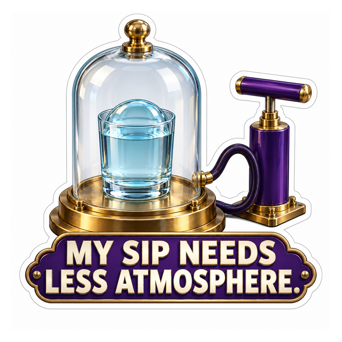 Water Glass in Dome with Purple Pump Vinyl Decal Stickers