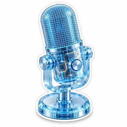 Clear Blue Microphone on a Round Stand Vinyl Decal Stickers