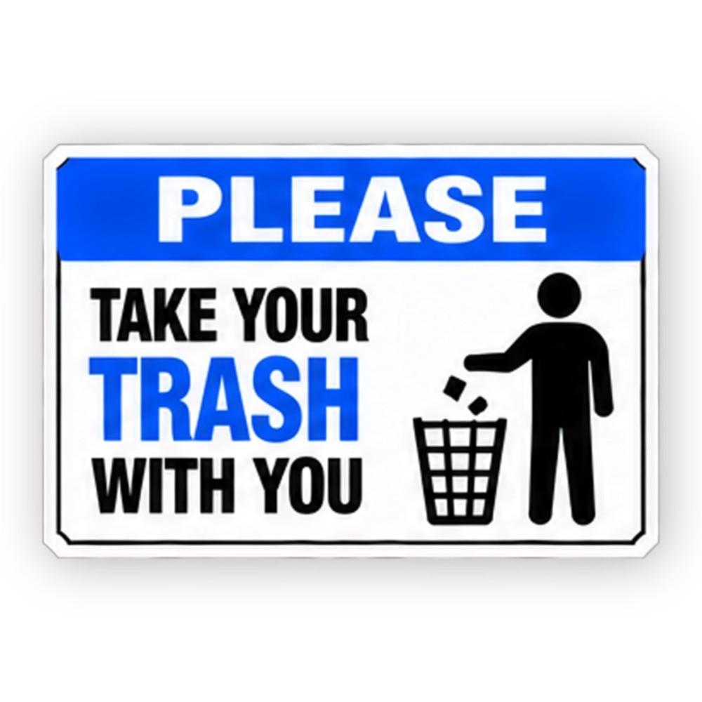 Blue Take Trash Wastebasket Figure Panel Vinyl Decal Stickers