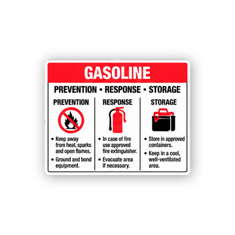 Red Gasoline Three Instruction Columns Panel Vinyl Decal Stickers