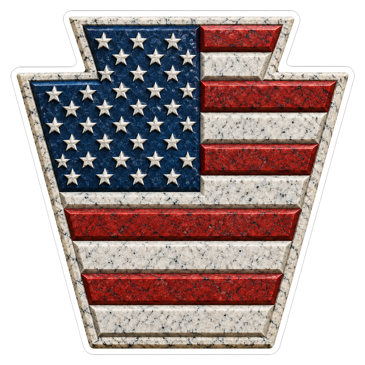 American Flag Weathered Stone Keystone Art Vinyl Decal Stickers