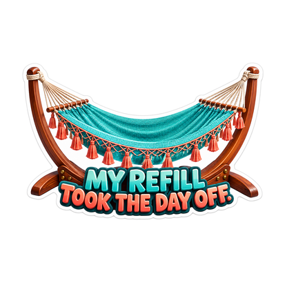 Turquoise Hammock with Funny Refill Quote Vinyl Decal Stickers