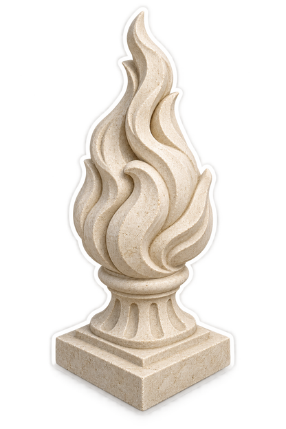 Ivory Flame Shaped Finial Art Vinyl Decal Stickers
