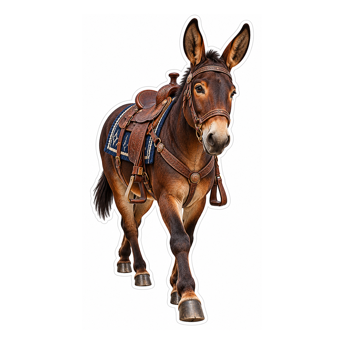 Brown Mule with Leather Saddle Vinyl Decal Stickers
