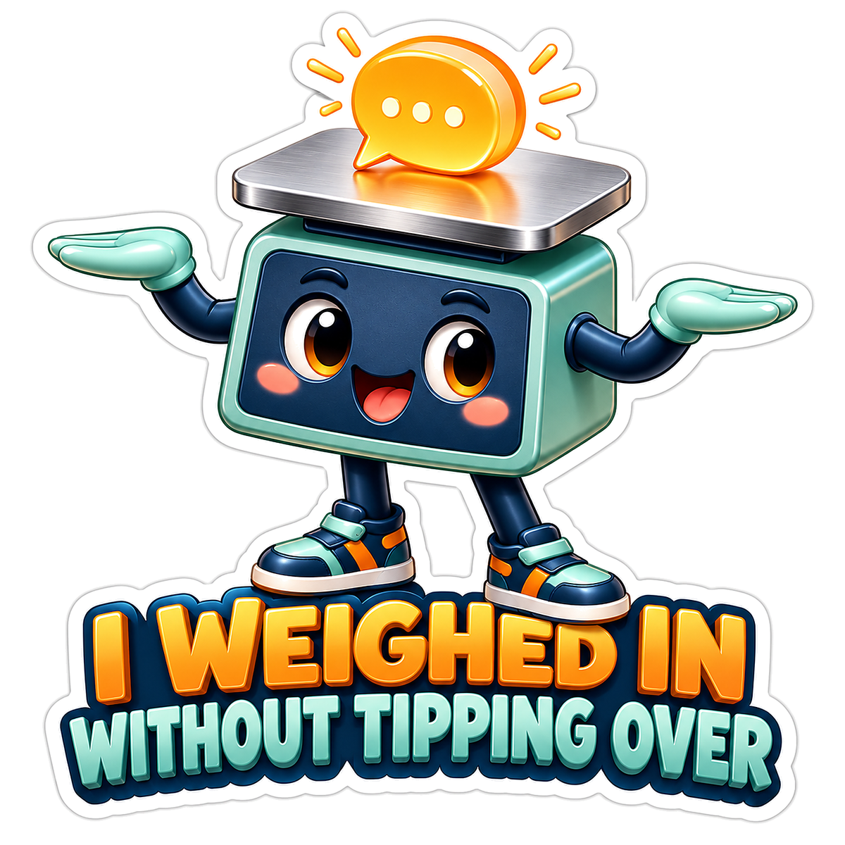 Smiling Digital Scale with Speech Bubble Vinyl Decal Stickers