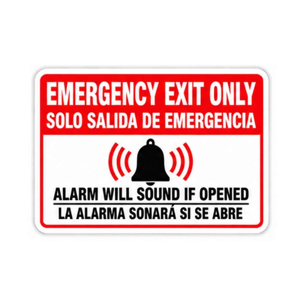 Red Bilingual Exit Alarm Ringing Bell Panel Vinyl Decal Stickers