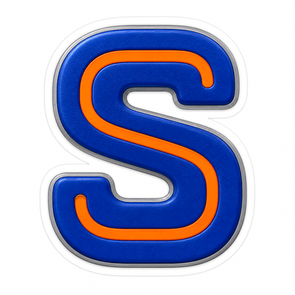 Blue Orange Line Letter S Art Vinyl Decal Stickers