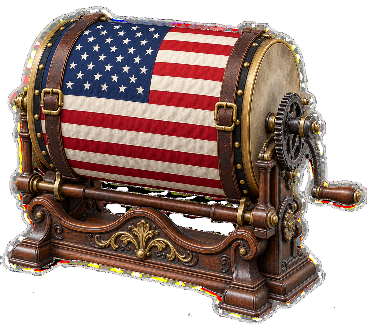 American Flag Antique Thunder Drum Art Vinyl Decal Stickers