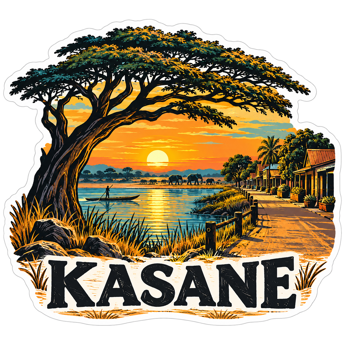 Kasane Acacia Riverfront and Sunset Art Vinyl Decal Stickers