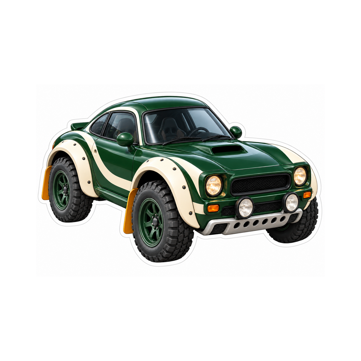 Forest Green Rally Coupe Art Vinyl Decal Stickers